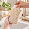Natural Cotton Linen Soap Saver Pouch with Drawstring & Wood Bead