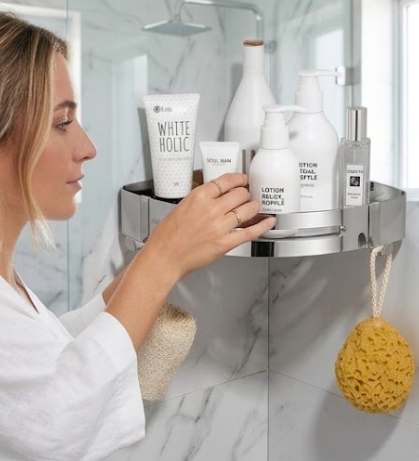No-Drill Stainless Steel Corner Shower Caddy