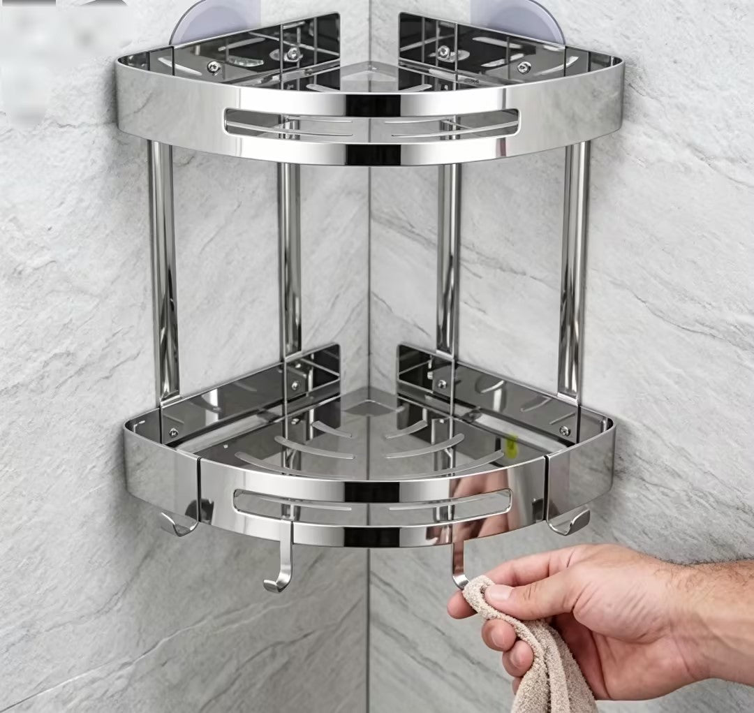 No-Drill Stainless Steel Corner Shower Caddy