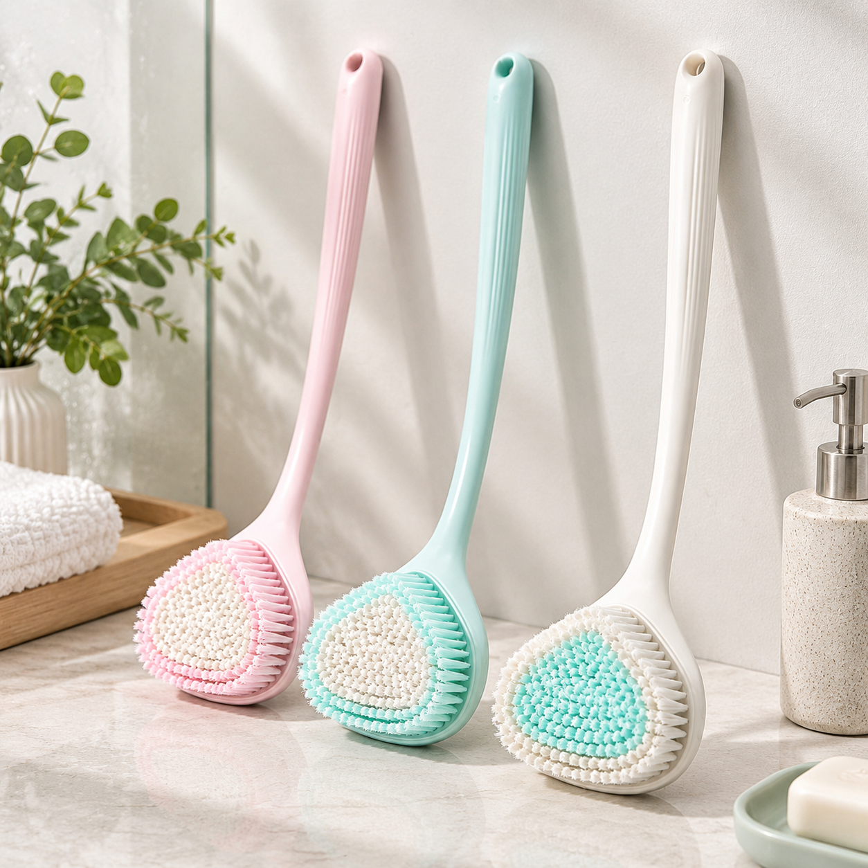 Long-Handled Soft Bristle Bath & Body Brush